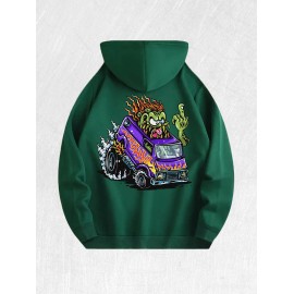 Monster Flame Van Graphic Hoodie 100% Cotton US Warehouse 7 ColorsColor: Army Green, Size: Xl