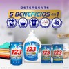 1-2-3 MAXI PODER regular, detergente líquido, ropa blanca, Fresca Blancura,