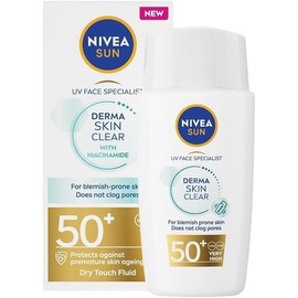 NIVEA NIVEA Sun C UV-Fl1ssigkeit f1r Gesicht Derma Skin Clear LSF 50+ C Sonnenschutz UVA/UVB C beugt Akne vor, nicht komedogen C Niacinamid C leichte & nicht fettende Formel C normale Haut C 40 ml