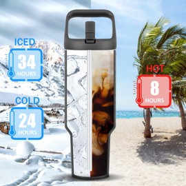 Tronco 50oz Vacuum-Insulated Travel Tumbler with Lockable Flip Lid & Handle – 30hr Ice Retention, Leakproof Stainless Steel Drink Bottle for Camping/Car Use, BPA-Free & Bushwalking-Ready