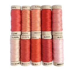 Aurifil USA Rosso Rubino by Susan Ache Cotton Floss 10 Small Spools Thread Set, Assorted Colors