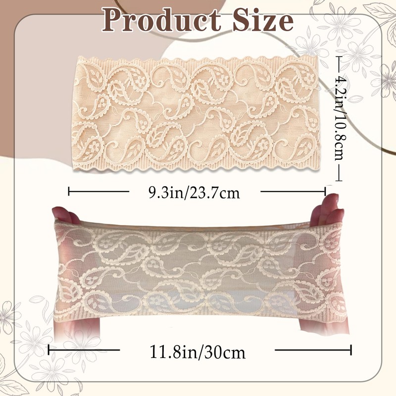 3 PCS Wide Boho Lace Headbands Stretchy Vintage Floral Hair