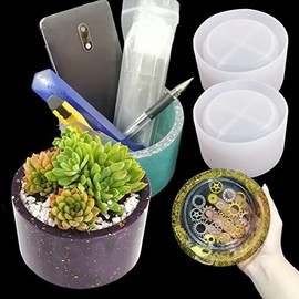2PCS Large Concrete Plant Mold, 3.93" Internal Diameter Planter Silicone Mould, Cylinder Resin Mold for DIY Crafts Succulent Flower Pots Jewelry Trinkets Candle Holder Organizer