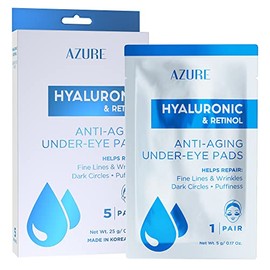 AZURE - Almohadillas hialurónicas y retinol antienvejecimiento para debajo de los ojos, parches hidratantes y rejuvenecedores para máscara de ojos, re