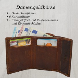Sporty Handy Leather Money Card Wallet with Coin Compartment and RFID Protection for Women, brown, Modern