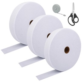 3 Roll Batting Strips 2 1/4 Inch 150 Yards with Scissors, Rule for Jelly Roll Rugs Cotton, Larbeti Jelly Roll Rug Batting for Cotton Blend Batting (White)