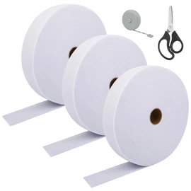 3 Roll Batting Strips 2 1/4 Inch 150 Yards with Scissors, Rule for Jelly Roll Rugs Cotton, Larbeti Jelly Roll Rug Batting for Cotton Blend Batting (White)