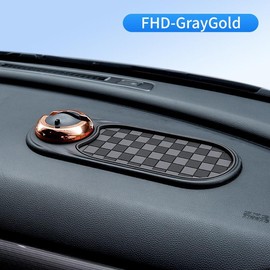 Multifunctional Vehicle-Mounted Anti-Slip Mat, Mobile Phone Navigation Frame, Central Control Storage Mat:_FHD-GrayGold