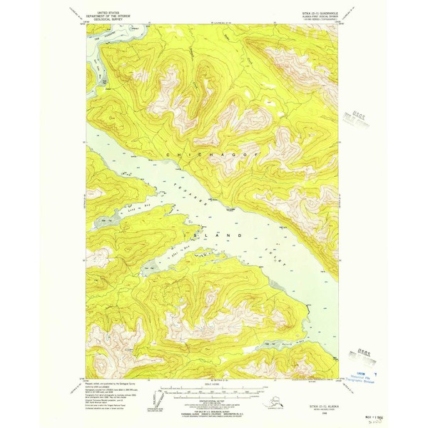 YellowMaps Sitka D 5 AK topo map, 1:63360 Scale, 15