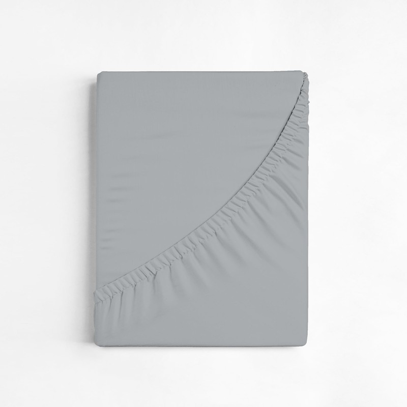 Purity Home 100% Cotton King Size Fitted Sheets Grey, Percale