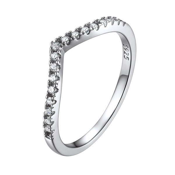 Prosilver Sterling Silver Stacking Rings for Teen Girls Wishbone Diamond
