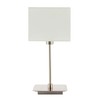 Contemporary Satin Nickel Bedside Table Lamp with White Cotton Fabric