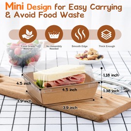 Cinccoke Cinccoke 50 Pack Mini Charcuterie Boxes with Clear Lids, 4.5x4.5 Inches Dessert Boxes Square Disposable Bakery Boxes to Go Food Containers for Daughter, Wedding, Party, Strawberries, Cake & Cookies