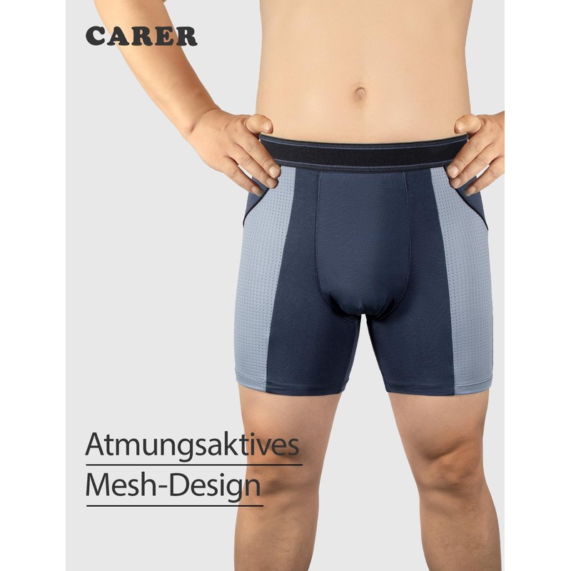 Carer Pack of 2 Bamboo Men's Incontinence Boxer Shorts Washable