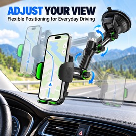 Suction Cup Car Phone Holder for Windshield & Dashboard – Adjustable Long-Arm Mount for 4.5–7.2 Inch Phones