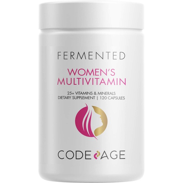 Women’s Daily Multivitamin, 25+ Vitamins & Minerals, Fermented, Organic Whole Foods, Probiotics Supplement - Vitamin A, Vitamin B, Vitamins C, D, E & K, Omega 3, Zinc – Vegan - 120 Capsules