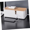 KICHOUSE Cable Storage Box Bamboo Lid Power Line Manager for
