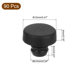 uxcell 90Pcs Glass Table Top Bumpers with Stem, Black Rubber Push in Bumpers for 6.5mm/0.26" Hole, PVC Rubber Grippers Table Spacers for Table Furniture Cabinet