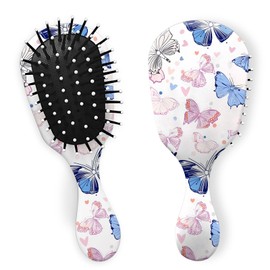 Miwasion Mini Hair Brush,Cute Detangling Travel Brush,Ultra-Soft Bristles Glide Through Tangles with Ease,Ease for Girls,Kids,Women,Men,Wet & Dry All Hair Types (X16-Colorful Butterfly)