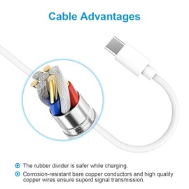 Koffmon USB-C Charging Cable, Fast USB Type-C Charger Cord Compatible with Beats Solo 4, Powerbeats Pro 2, Studio Pro, Studio Buds Plus, Fit Pro, Flex, Beats Pill 2024 (White, 6FT)