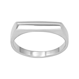 Silverly Sterling Silver Flat Top Ring – Minimalist Classic Horizontal Bar Ring for Women - Rectangular Thin Band Design – Sleek Smooth 925 Silver Geometric Jewellery – Modern On-Trend Stacking Rings