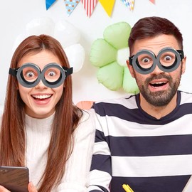 Kitimi 2 Pack Round Cartoon Goggles Costume Accessories Vintage Steampunk Goggles Cosplay Party Supplies