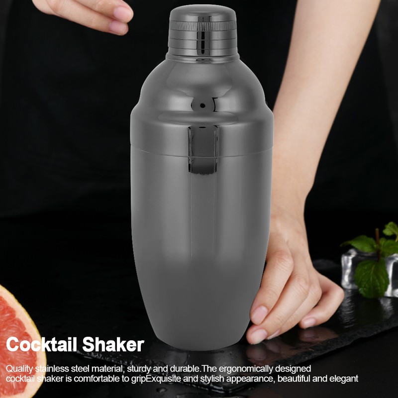 Fashionable Stainless Steel Cocktail Shaker Shaking Tool Bar Supplies AccessoriesBlack