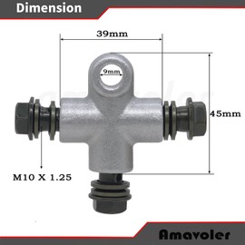 Amavoler Motorcycle Hydraulic Brake Line Tee Hose 3 Way Connector Adapter with M10 Banjo Bolt Replacement Accessories Fit For ATV Moped Scooter Pit Dirt Bike.