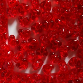 BeadExplosion Heart Beads Ruby Red Transparent Large Hole Pony Beads Pk50 Made in USA, B07877