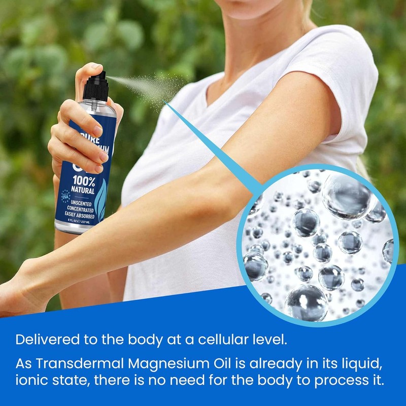 Pure Magnesium Oil Spray 8oz - Topical Magnesium Spray for