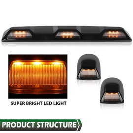 GRAND ORANGE LED Amber Roof Marker Clearance Light Lamp Kit Compatible with Chevy Silverado GMC Sierra 2500HD 3500HD 2020-2023 84747496, 84747497, 84694118, 84948214