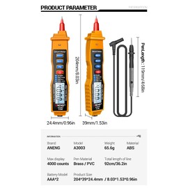 TKSE Multimeter Digital Stift, A3003 Stifttyp-digitalmultimeter Berührungsloser Ac/dc-spannungswiderstands-kapazitäts-hz-tester & Non-contact Voltage Detection Induction Detection