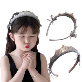 [YNOBUN] Cute Princess Birthday Crown Headband Sparkly Kids Party Photography Accessories (SV-Silver)