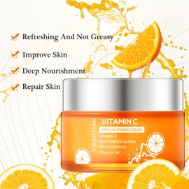 Vitamin C Face Cream – Hyaluronic Acid And Vitamin C&E,Face Moisturiser For Women,Anti Aging&Wrinkle,Natural Skin Care Hydrate,Plump,Brightening Skin Care Lighten Dark Spots Erase Fine Lines (1PCS)