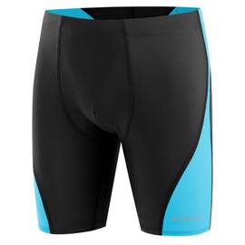 Blueleaf Boys' Swim Jammers Youth Competitive Swim Racing Team Swimsuits Athletic Quick Dry Swimming Shorts UPF 50+ Black Splicing Blue M