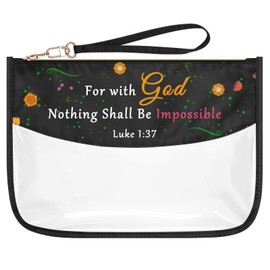 Religious Christian Gifts Bible Verse Clear Cosmetic Bag Inspirational Motivational Gift for Mom Nana Daughter Friend Sister Coworker Zipper Toiletry Pouch Church Faith Gift for Women Makeup Bag