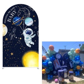 Astronaut Arch Backdrop Cover for Boys Birthday Party Decors Rocket Outer Space Trip Arch Stand Stretchy Covers Baby Shower Parties Supplies (4x7.2ft,GX-3216)