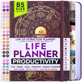 Law of Attraction Planner – Undated Hourly, Weekly & Monthly Goal Setting Planner, 12-Month to Increase Productivity | Life & Gratitude Journal, Include Foldable Vision Board, Gift Box & Stickers