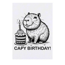 'Capybara Birthday' Temporary Tattoo - Water Resistant, Skin-Safe, Non-Toxic Transfer (TO00083167)