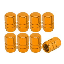 VekAuto 8 Pcs Tire Valve Stem Caps, 10x17MM Car Wheel Valve Cap Universal for Car Bike Motorcycle Anti Crash Aluminum Alloy Gold Tone Tyre Valve Stem Cover Valve Dust Cap Tire Valve Cap