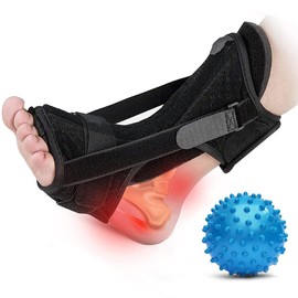 Plantar Fasciitis Night Splint Unisex Adjustable Foot Drop Orthotic Brace for Plantar Fasciitis & Achilles Tendonitis Relief Breathable Night Splint w/Massage Ball
