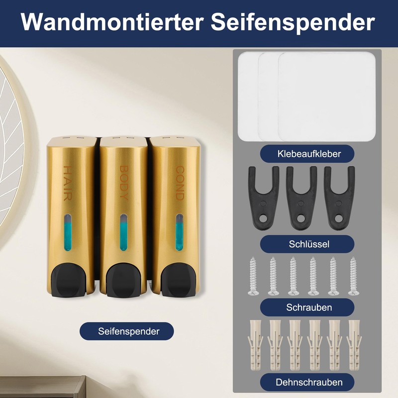 Soap Dispenser ABS 3 x 350 ml Manual 3 Chamber
