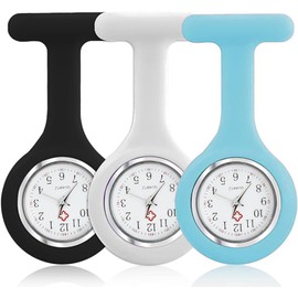 YSFVNP 3 Pcs Fob Watches for Nurses, Fob Watch, Nurses Watch Easy to Carry Suitable for Nurses Health Care Nurse Doctor Paramedic (Black White Light Blue)