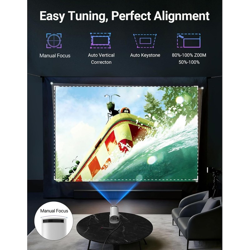 Mini Projector 180LM with WiFi 6 & BT 5.2 Native