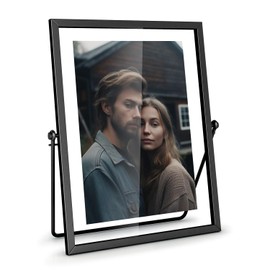 5x7 Floating Picture Frame, Black Photo Frame, Metal Pressed Flowers Desk Picture Frame with Glass for Multiple Photo Sizes (4x6, 5x7, 6x8) Great for Photos, Gift, Pictures, Wedding, Portraits