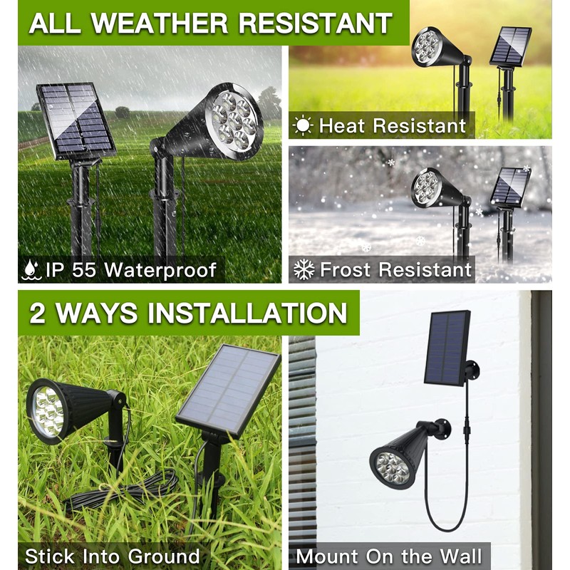 MEIHONG Solar Spot Light Outdoor, Waterproof LED Landscape Lights Dusk