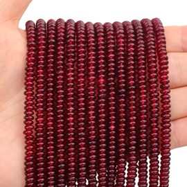 BONNY BOXX 150PCs Natural 2 * 4mm Garnet Rondelle Beads, Natural Abacus Disk Stone Beads Loose Spacer Gemstone Beads for DIY Bracelet Necklace Jewelry Making