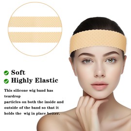 MBAIYO 5pcs Wig Grip Band Set, 8.66x1.57in Silicone Elastic Wig Headbands Adjustable Non-Slip Seamless hairband Sweat Proof Hold Cap for Men Women Wigs Hair Styling Yoga Sports