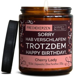 Lustige Deko Duftkerze mit Spruch zum Geburtstag | Handgemacht aus Sojawachs | In Geschenkbox | Nachhaltige Valentinsgeschenk Idee Freunde, Onkel, Tante, Kollegen, BFF |Kirsche