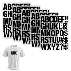 5 Sheets 220 Pcs Vinyl Iron on Letters and Numbers for Clothes, Iron on Heat Transfers for T-Shirt, Jersey Hats, Printing DIY (Black)